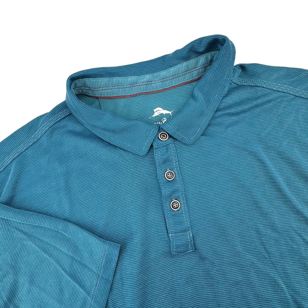 Tommy Bahama Mens XXL Teal Blue Tencel Modal Blend Polo Shirt ST226187RA